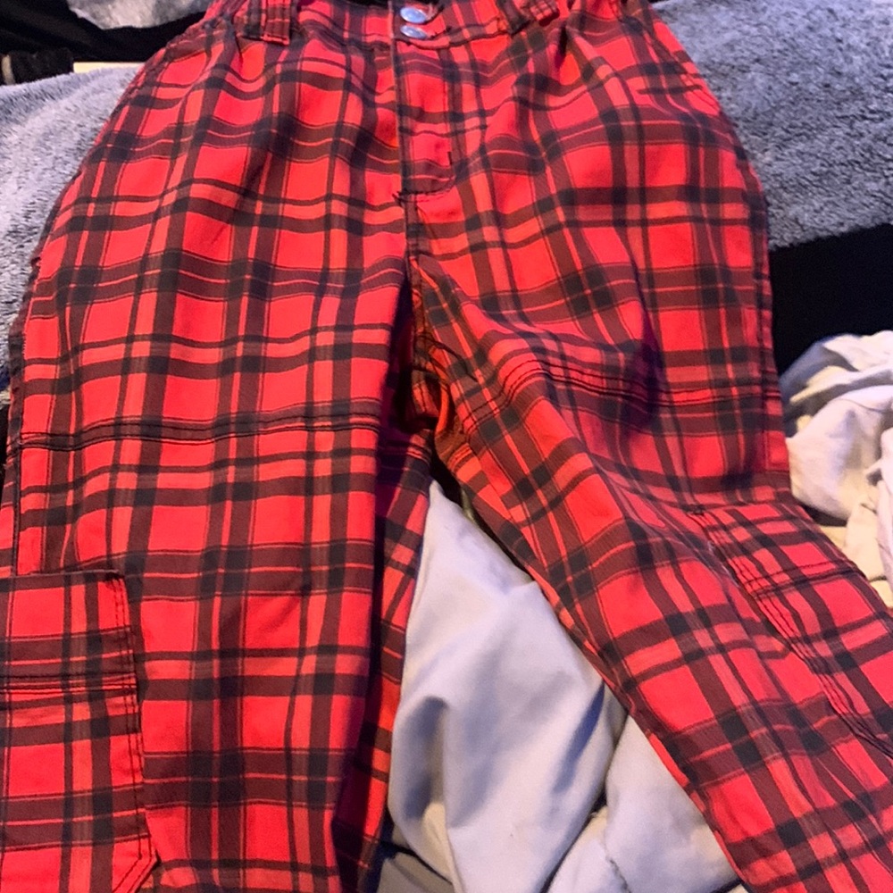 Red plaid pants